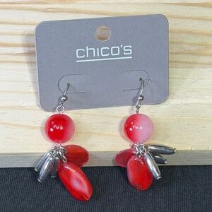 Chico's Vibrant Red and Silver Earrings